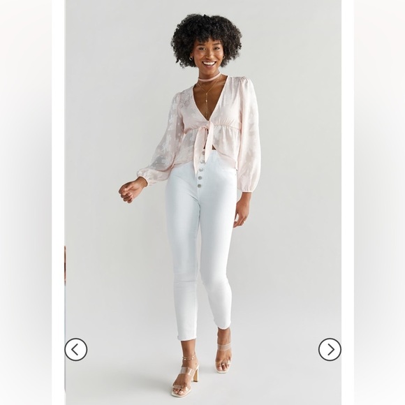 Francesca’s Christina Jacquard Tie Front Blouse - Picture 3 of 13